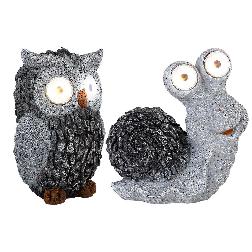 LED AUSSENLEUCHTE Eule Schnecke Grau - Grau, Kunststoff (19.5/10.5/20cm) - Globo Lighting