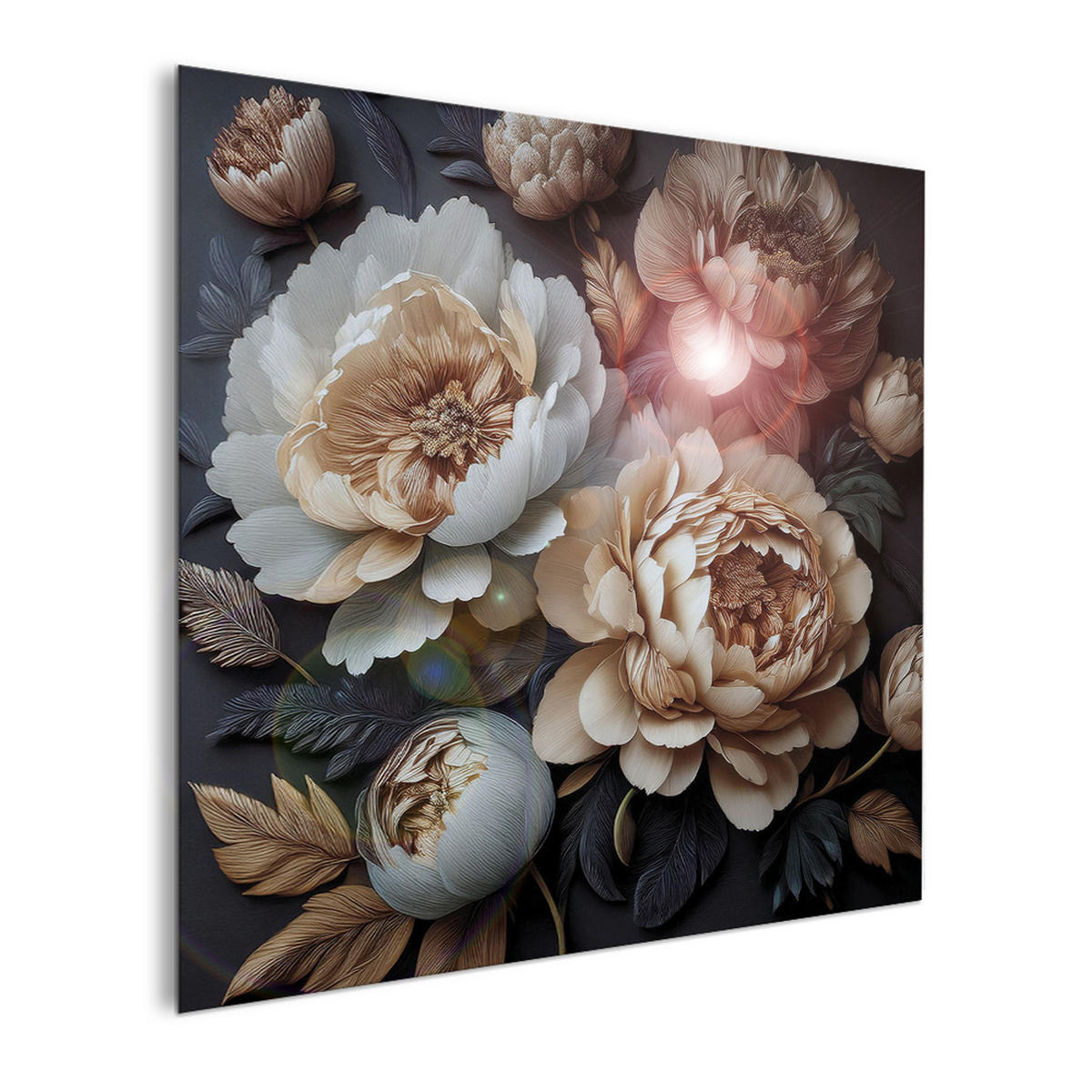 GLASBILD 30×30 cm Blumen creme beige braun - Beige, Glas (30/30cm) - artissimo