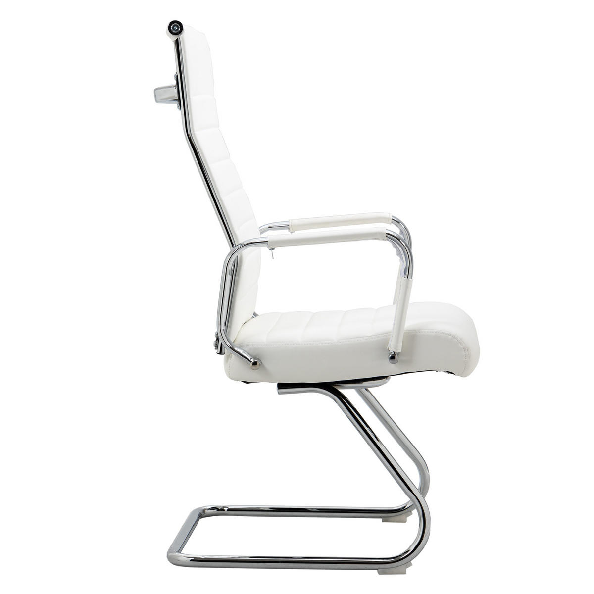 BESUCHERSTUHL OFFICE COMFORT 2er Set Kunstleder Weiß - Silberfarben/Weiß, Textil/Metall (56.5/110/64cm) - SVITA