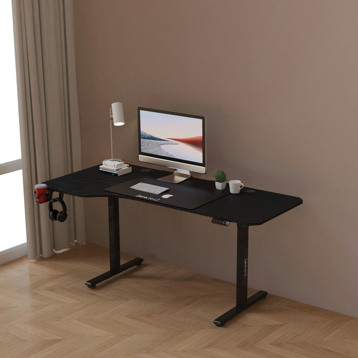 COMPUTERTISCH Virolahti - Schwarz, Holzwerkstoff/Metall (75/160/117cm) - pro.tec