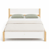 BETT 140/200 cm in Weiß & Natur mit Lattenrost - Weiß/Naturfarben, Holz/Holzwerkstoff (140/200cm) - CHICFURN