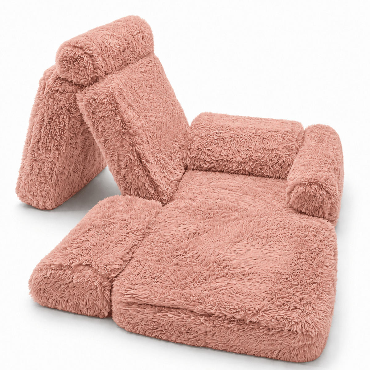 KINDERSOFA Mammoth 6-teilig flauschig - Hellrosa, Textil (120/25/60cm) - MeowBaby