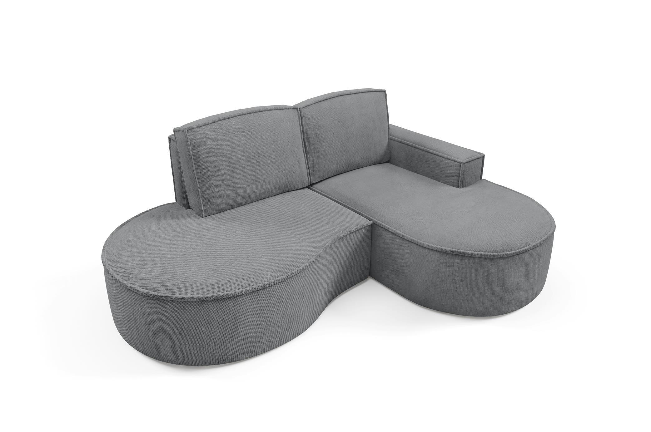 ECKSOFA Flow Graphit, mit Kissen in Curio Stoff, rechte seite - Graphitfarben, Holzwerkstoff/Textil (210/157cm) - Bettso