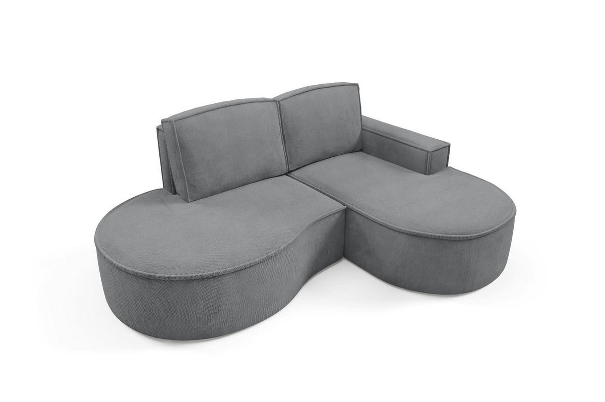 ECKSOFA Flow Graphit, mit Kissen in Curio Stoff, rechte seite - Graphitfarben, Holzwerkstoff/Textil (210/157cm) - Bettso