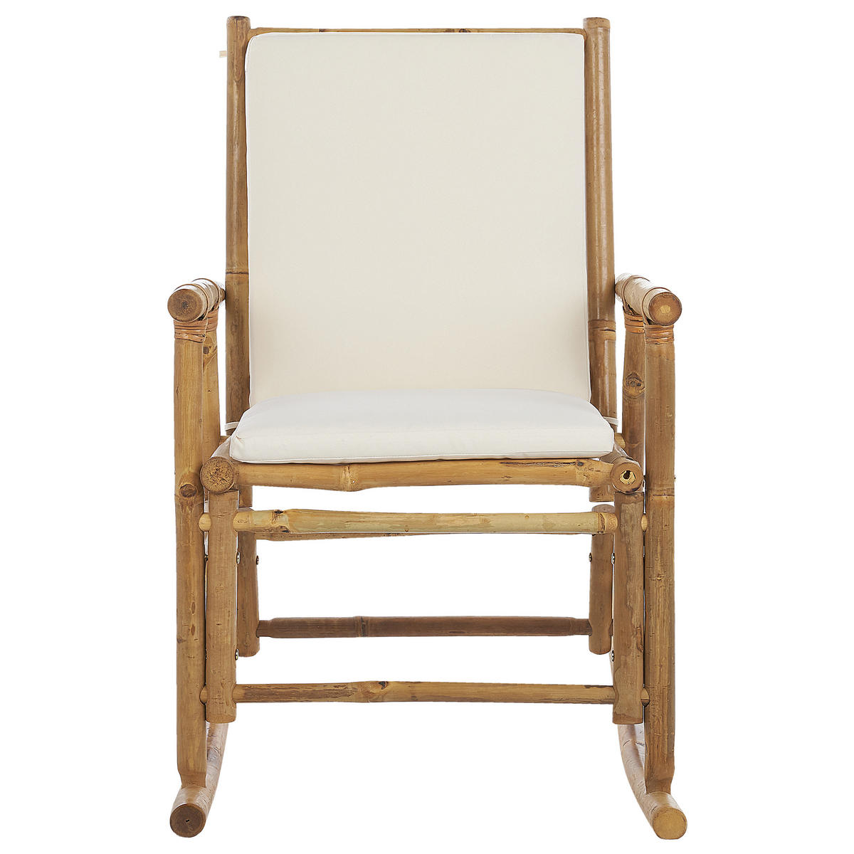 SCHAUKELSTUHL Bambusholz hellbraun Auflage cremeweiß Frigole - Hellbraun/Weiß, Holz (56/87/42cm) - Beliani