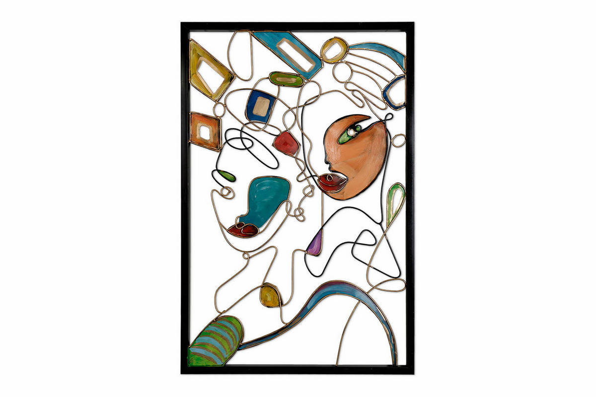 METALLBILD Bunt 60/90 cm - Goldfarben/Multicolor, Metall (2.45/90cm) - KUNSTLOFT