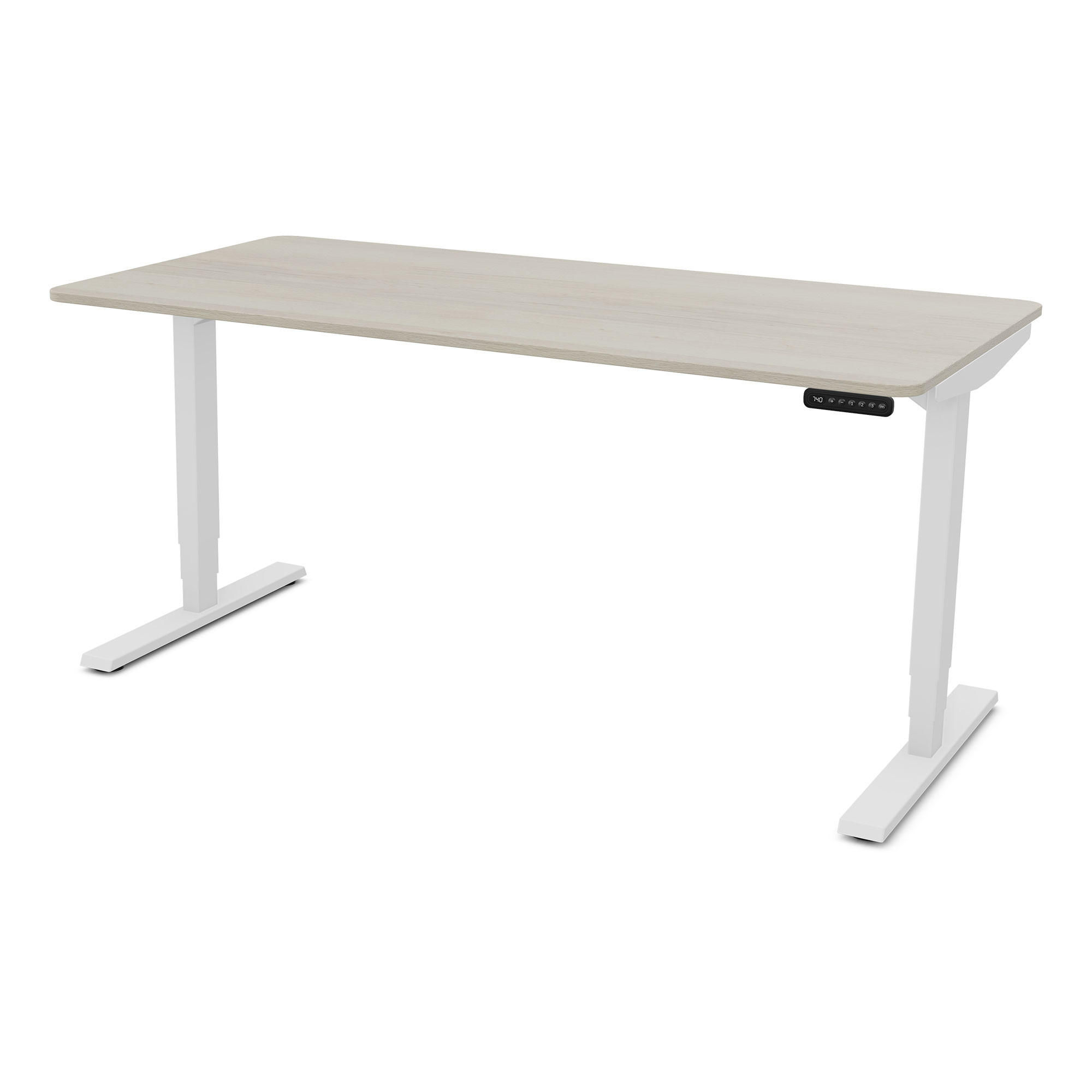 SCHREIBTISCH Elektrisch höhenverstellbarer Schreibtisch Y-Line Curved Eiche Polar Signalweiß 180/80/62-127cm - Eiche Bianco/Weiß, Holzwerkstoff/Metall (80/180/127cm) - ASSMANN