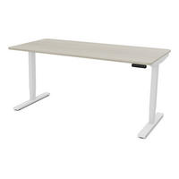 SCHREIBTISCH Elektrisch höhenverstellbarer Schreibtisch Y-Line Curved Eiche Polar Signalweiß 180/80/62-127cm - Eiche Bianco/Weiß, Holzwerkstoff/Metall (80/180/127cm) - ASSMANN