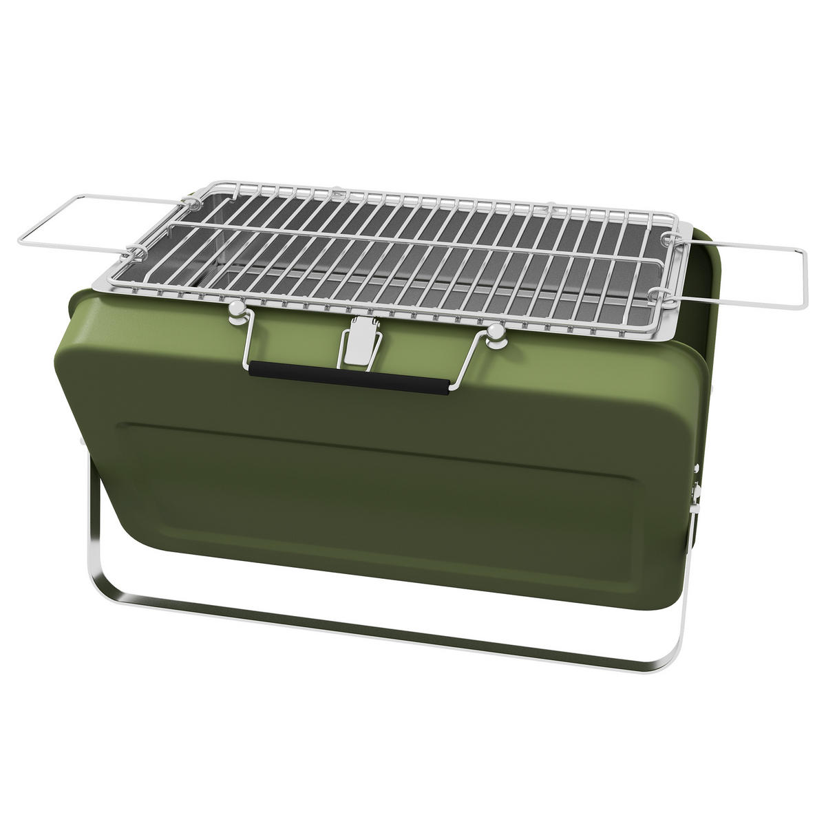 KOFFERGRILL DE-10163 klappbar mit Kohleschale, Ascheauffangschale Grün - Grün, Metall (30/28/47cm) - ComfortXL