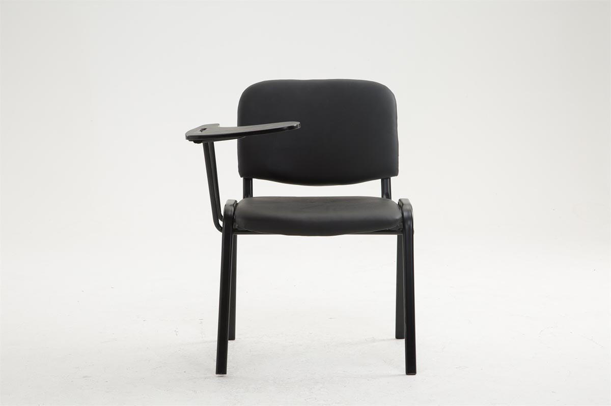 BESUCHERSTUHL Keen mit Klapptisch, Kunstleder mit Gestell Schwarz / Bezug Schwarz - Schwarz, Textil/Metall (53/81/53cm) - TPFLiving