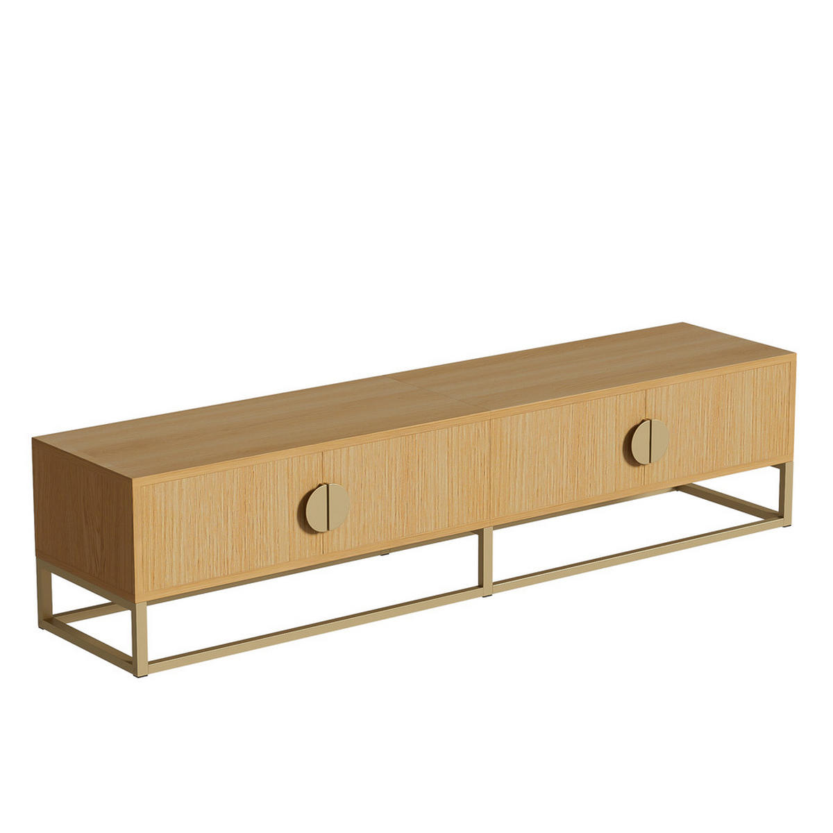 TV-SCHRANK 180cm Modern Holzmaserung 4 Türen halbrunde Griffe - Braun, Holz (32/20/62.5cm) - FLIEKS