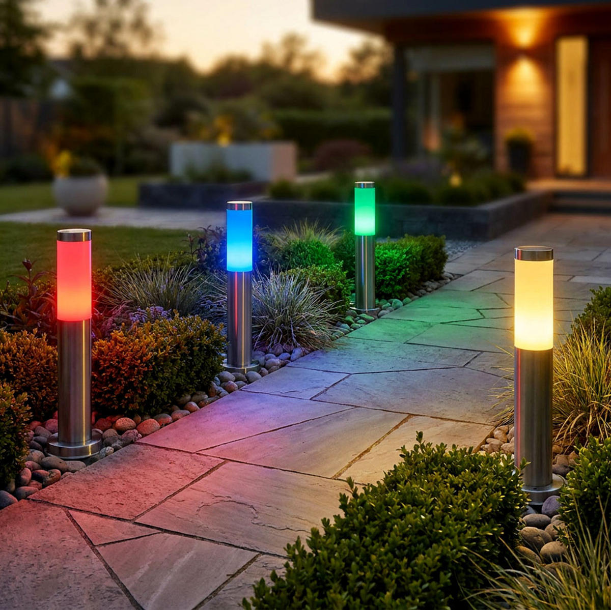 LED STEHLEUCHTE Edelstahl Silber - Silberfarben, Kunststoff (7.6/7.6/45cm)