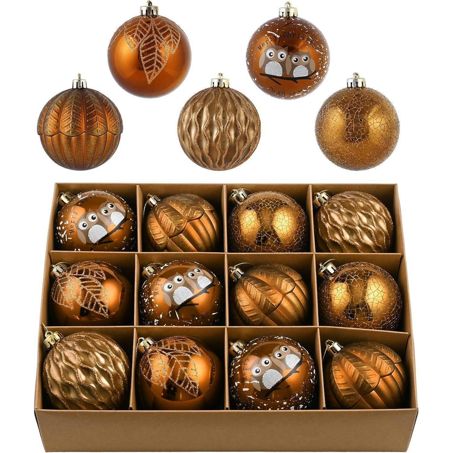 WEIHNACHTSKUGELN 12-teiliges Set 8 cm Kunststoff Bronze - Goldfarben, Kunststoff (8/8/8cm)