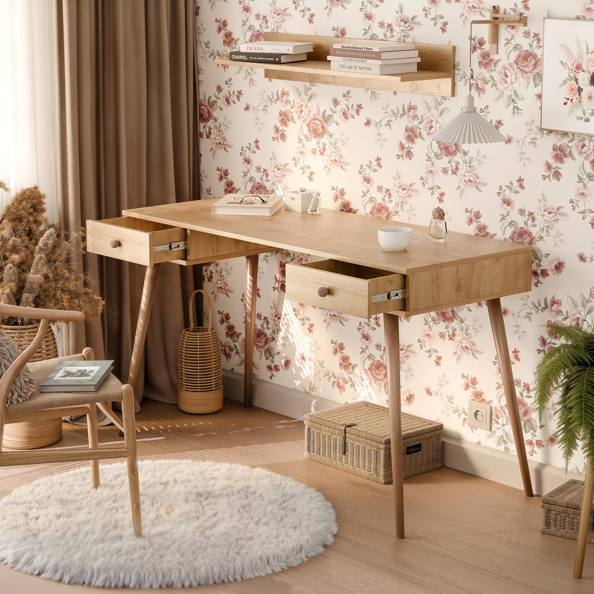 SCHREIBTISCH VALERIO 135/55/79 cm, Craft-Eiche - Eichefarben, Naturmaterialien/Holzwerkstoff (55/135/79cm) - Idohome