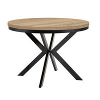 ESSTISCH Runder ENDIK mit Ring-Gestell und Metallbeinen, Durchmesser: 90/190 cm, Farbe: Eiche Sonoma/Schwarz - Schwarz/Sonoma Eiche, Metall (190/90/77cm) - Dekori_Interiors