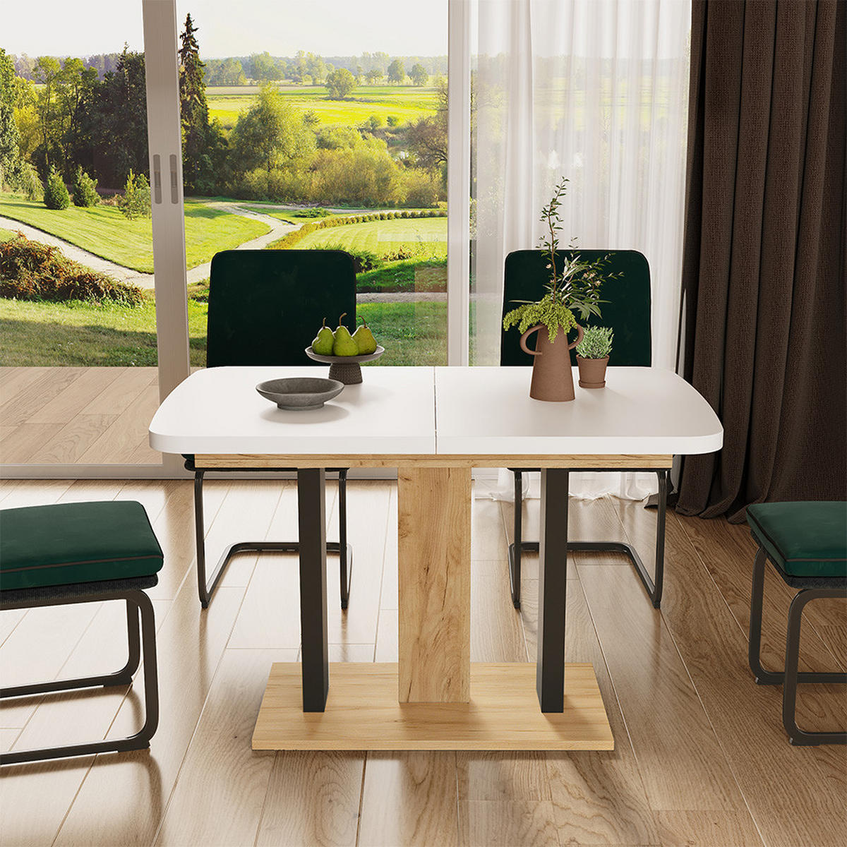 ESSTISCH Fenaro Weiß/Goldkraft Eiche 120 x 80 cm 2 Teile - Honigeiche/Weiß, Holzwerkstoff (80/120/77.3cm) - Vicco