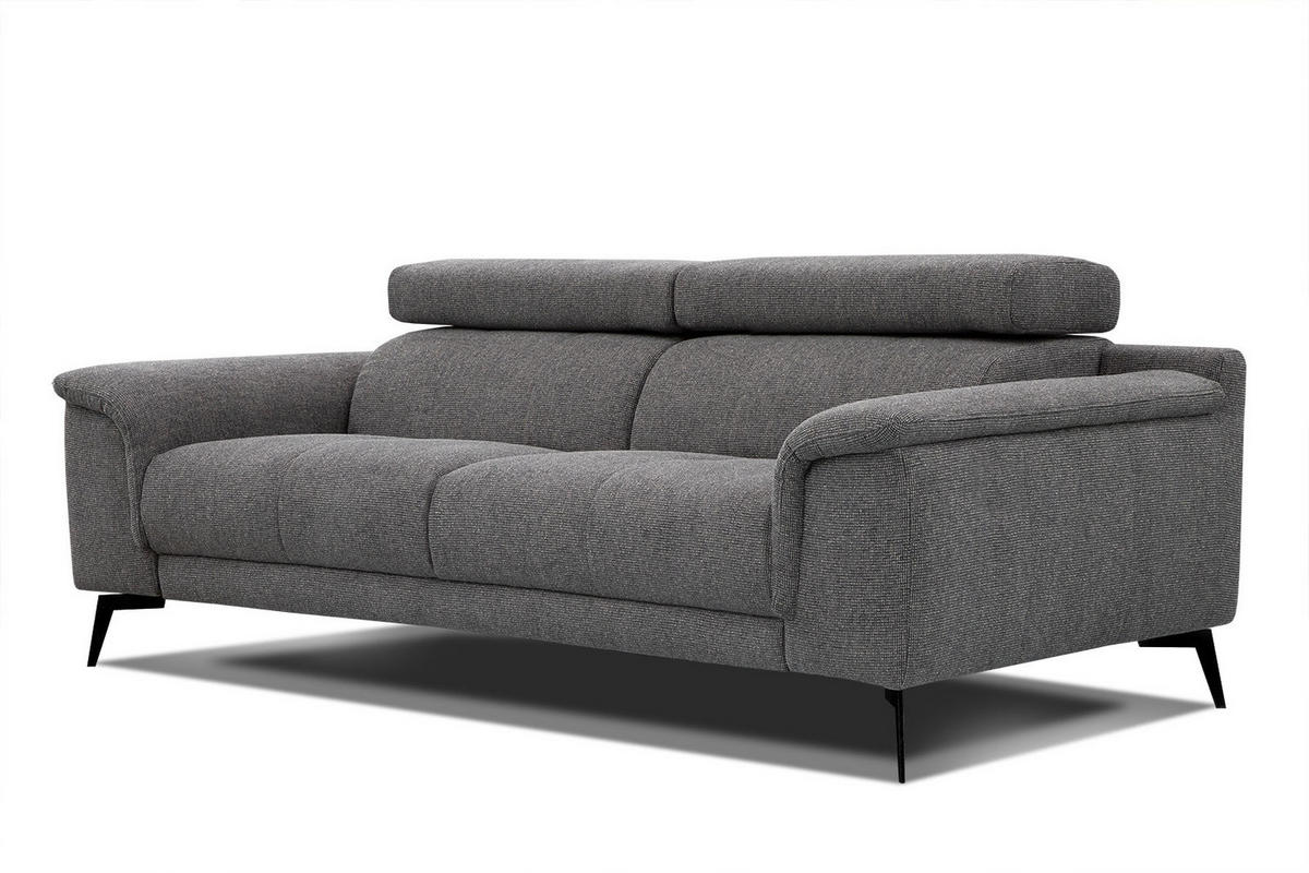SOFA FIERO 3-Sitzer, dunkelgrau - Dunkelgrau/Schwarz, Holzwerkstoff/Textil (212/82/103cm) - Courtois Laville