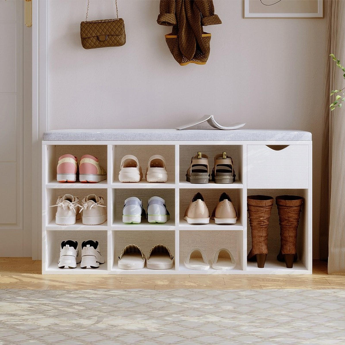 SCHUHSCHRANK, weiß 30/100/48 cm - Weiß, Holzwerkstoff (60/15/45cm)