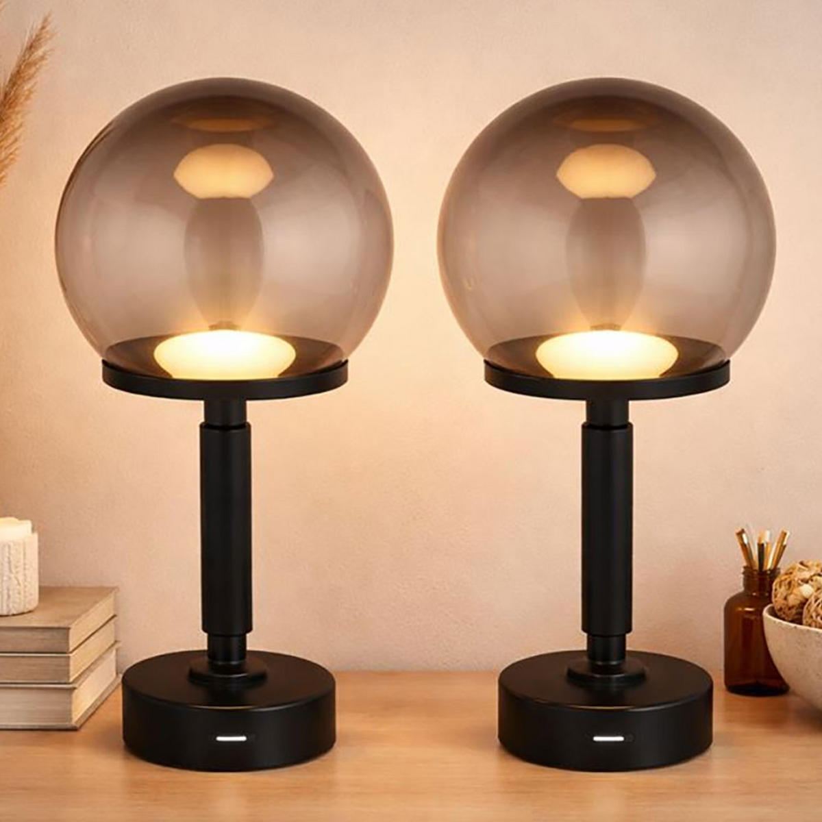 LED TISCHLEUCHTE HAKU Schwarz - Schwarz, Kunststoff (15/15/31.5cm) - Globo Lighting