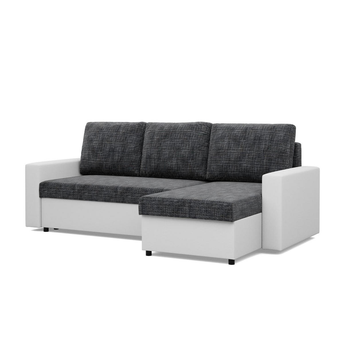 ECKSOFA MIT SCHLAFFUNKTION LUNA, Schwarz + Grau - Schwarz/Grau, Textil (231/140cm)