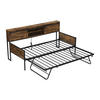 AUSZIEHBETT 90x200cm mit multifunktionalen Steckdosen，Schwarz + Braun - Braun, Holz/Metall (90/200cm) - KOMHTOM