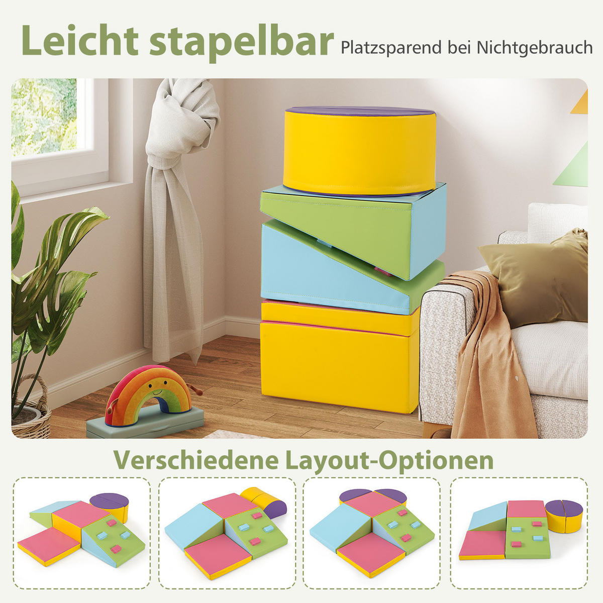 SCHAUMSTOFFBLOCK Farbig (6-teilig) - Multicolor, Kunststoff (40/20/40cm) - COSTWAY