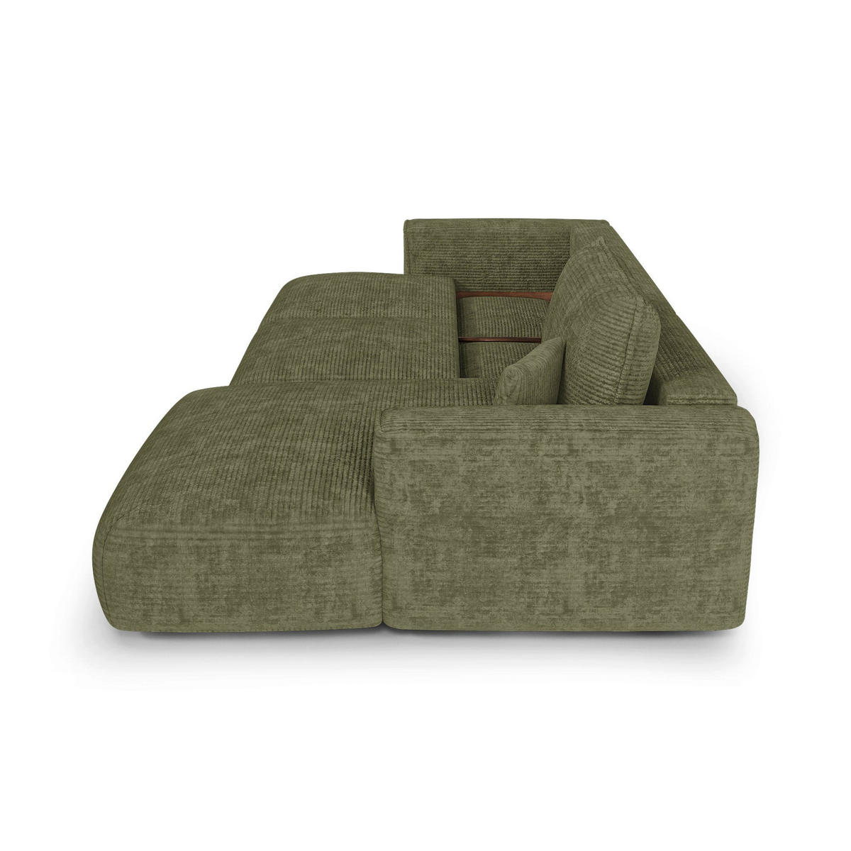 ECKSOFA rechtwinklig COMO Cord Olivgrün 297cm - Olivgrün/Grün, Textil (297/167cm) - Premium Interiors