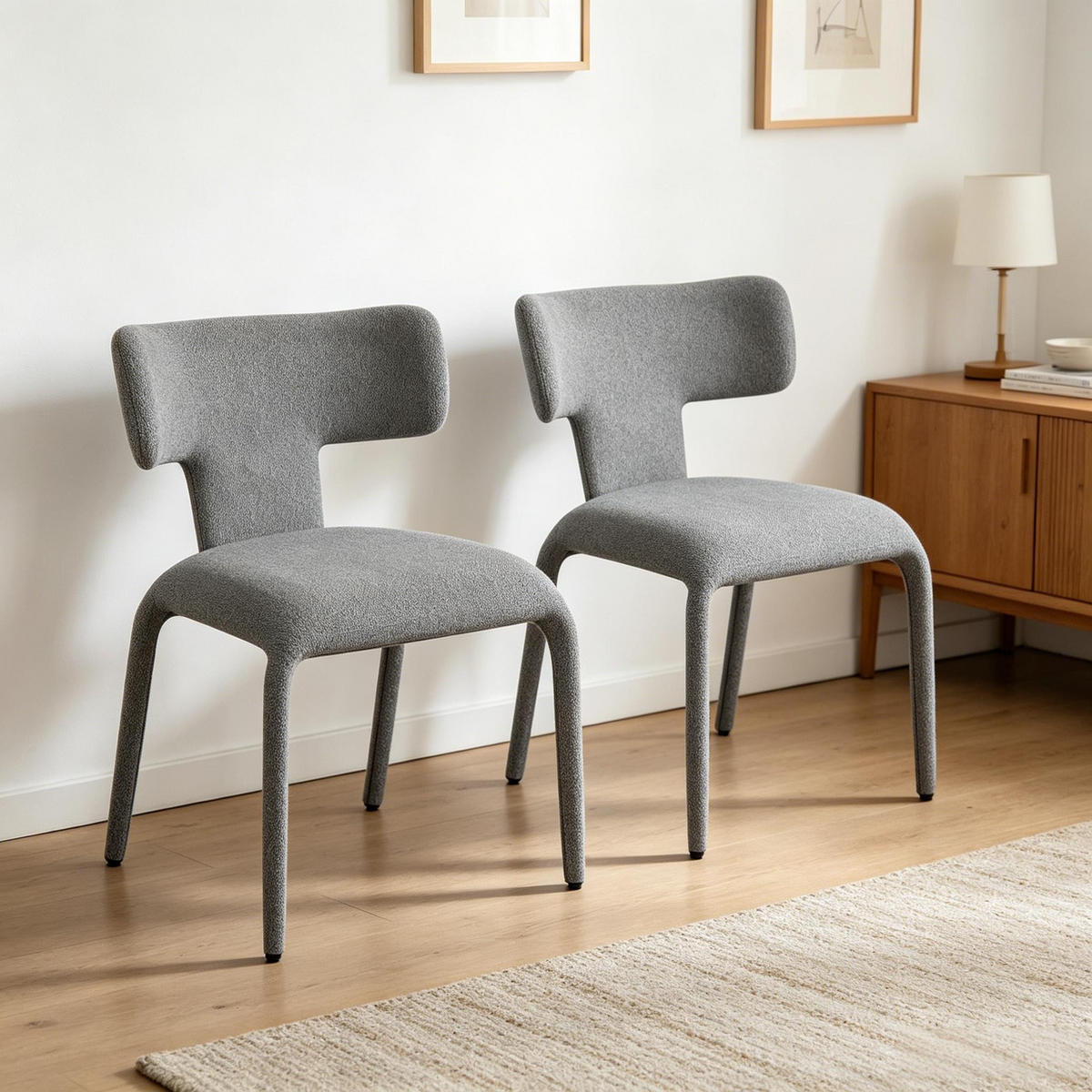 STUHL-SET DE-36171 2 Stück mit Leinenbezug Grau - Grau, Metall (53/78/53cm) - ComfortXL