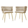 STUHL 2er-Set Muz DC-1142 (2 Stück in Samt) - Beige/Goldfarben, Textil/Metall (50/76/52cm) - MIRJAN24
