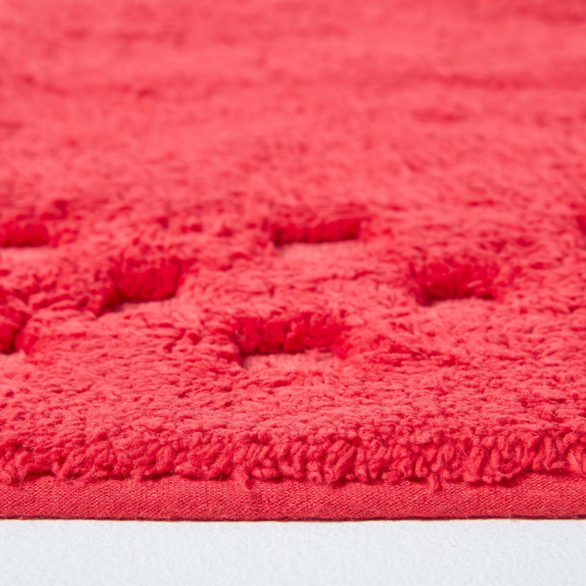 BADEMATTE 45/75 cm Karo-Bordüre, Baumwolle - Rot, Textil (45/75cm) - Homescapes
