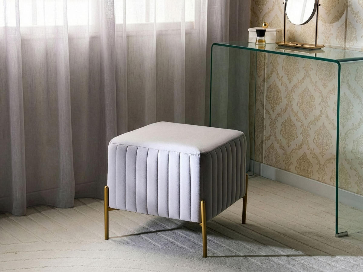 HOCKER Samtstoff Grau Utah - Grau, Textil (47/43/47cm) - Beliani