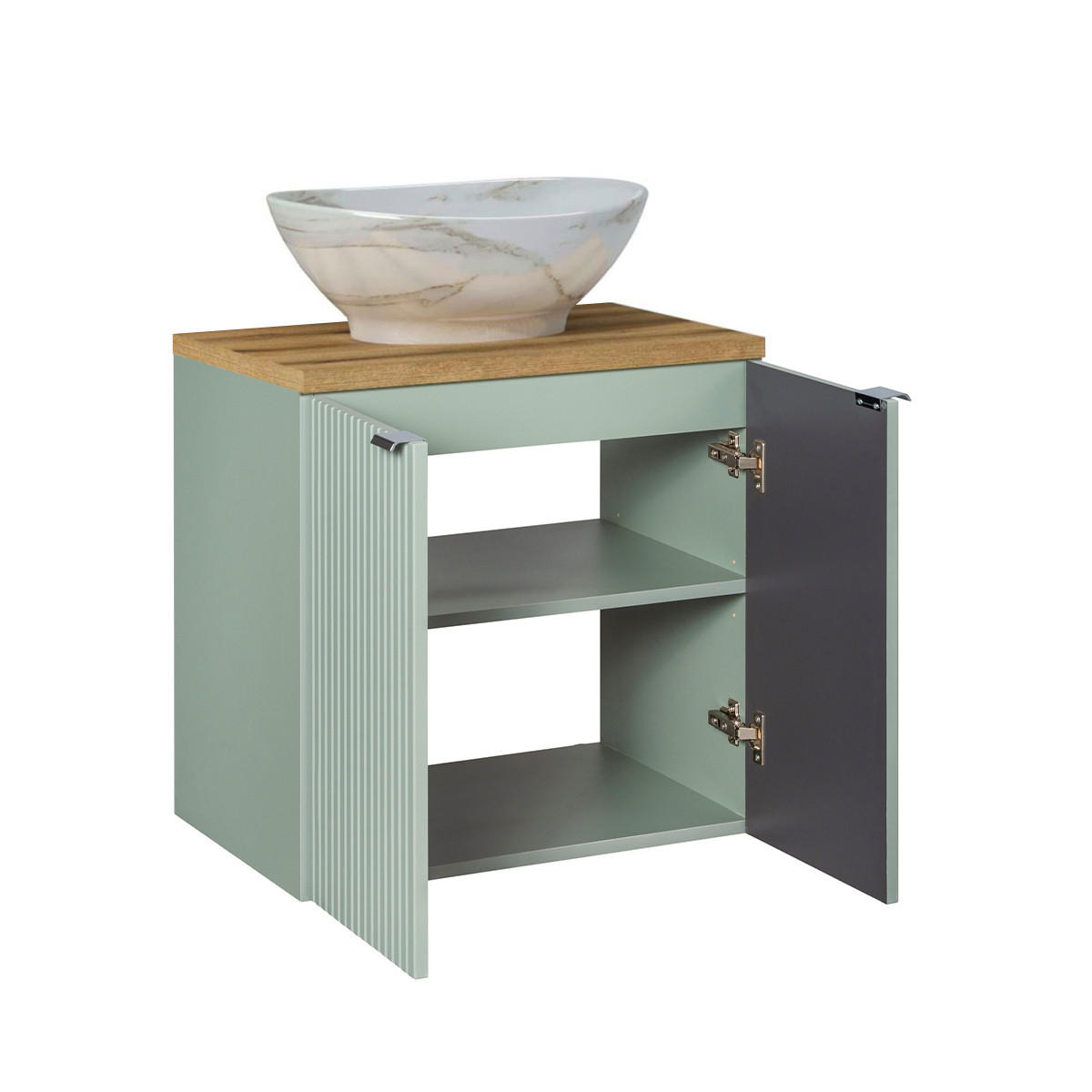 KOUPELNOVÝ NÁBYTEK 60cm Jade 2er-Set Zelená a dřevo - zelená barva, kompozitní dřevo (60/57/40cm) - Petits-meubles