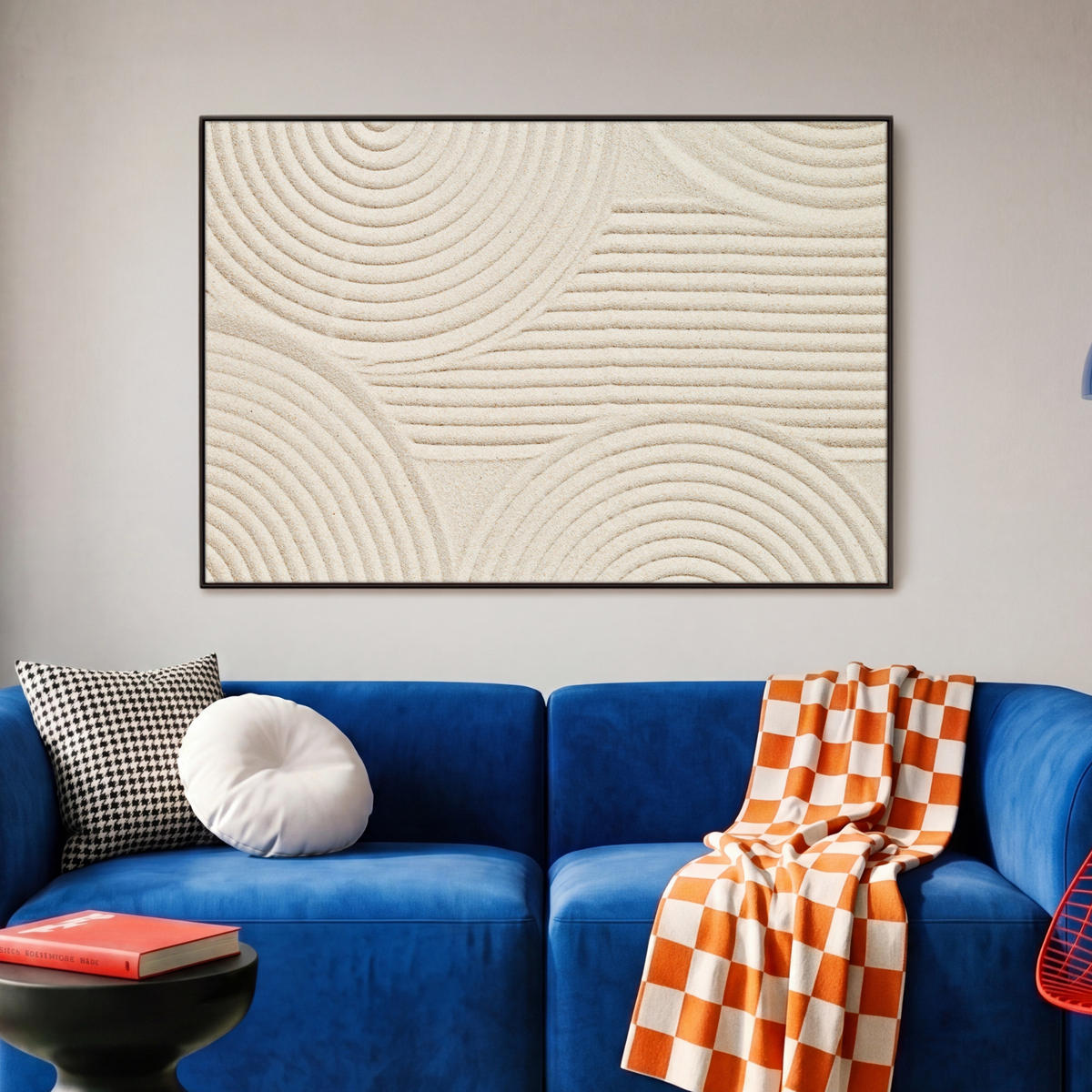 LEINWAND Bilder mit Rahmen - Muster - Abstrakt - Weiß - 90x60 - Beige, Textil (90/60cm) - MuchoWow