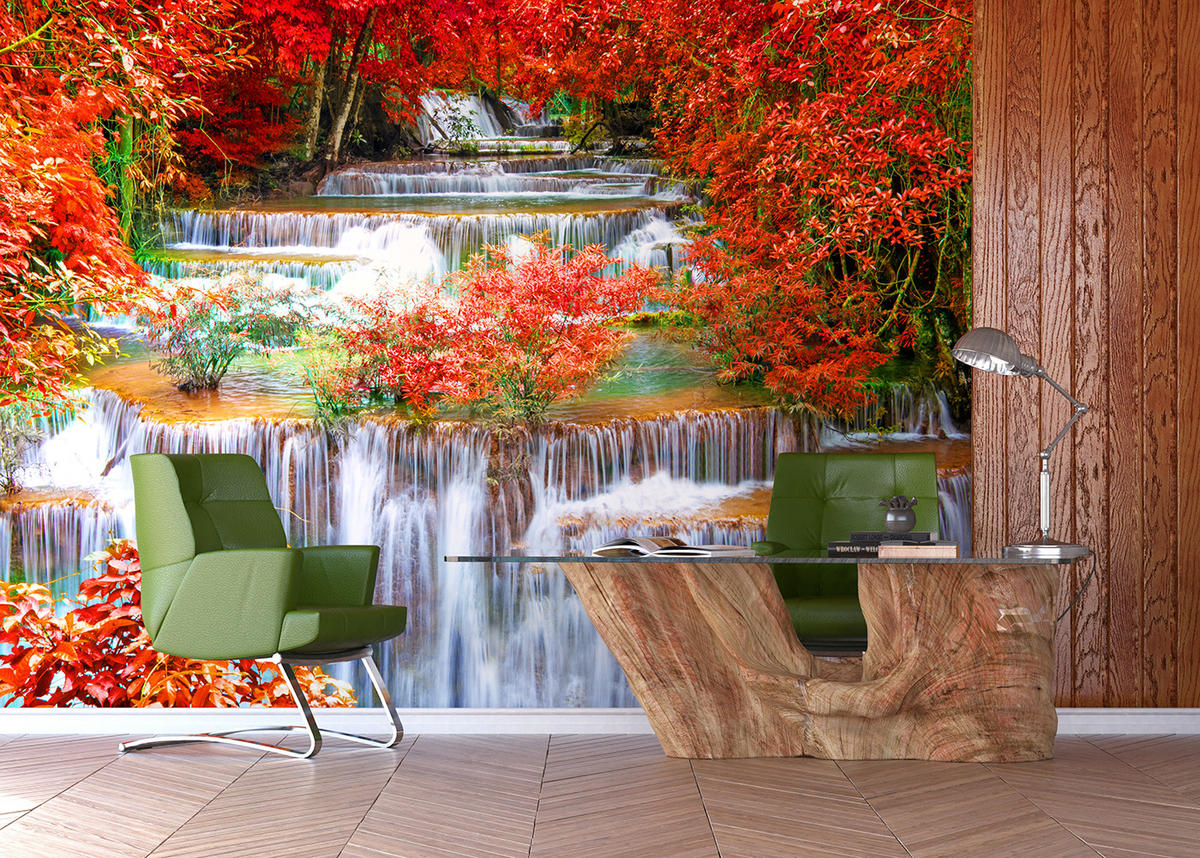 FOTOTAPETE Wasserfall 375 x 270 cm - Rot, Papier (375/270cm) - Sanders & Sanders