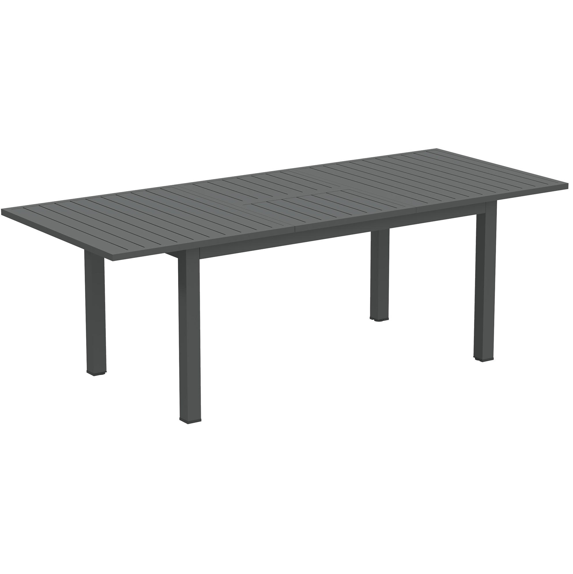 GARTENTISCH aus Aluminium 160/220x90x73 cm Grau ausziehbar mit Schmetterlingsmechanismus und geschlitzter Tischplatte - Grau, Metall (220/90/73cm) - Modfu