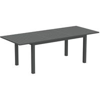 GARTENTISCH aus Aluminium 160/220x90x73 cm Grau ausziehbar mit Schmetterlingsmechanismus und geschlitzter Tischplatte - Grau, Metall (220/90/73cm) - Modfu