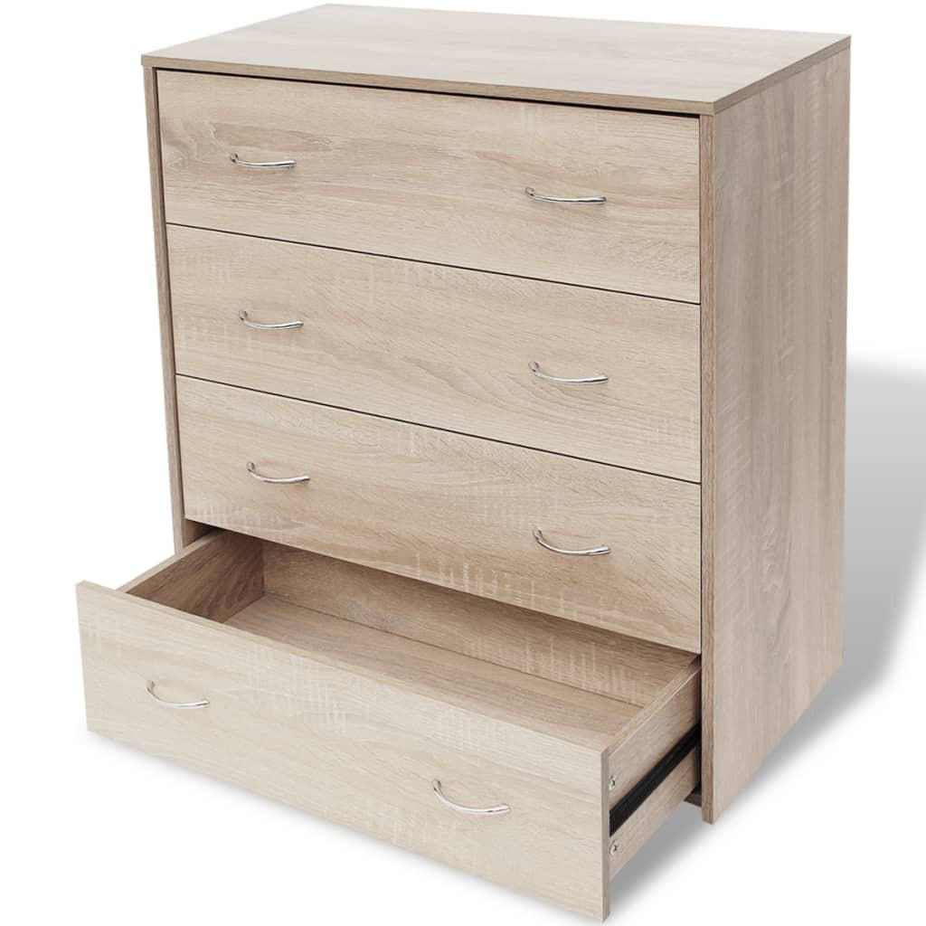 KOMMODE mit 4 Schubladen 60/30,5/71 cm aus Holzwerkstoff Eichenbraun - Eichefarben/Silberfarben, Holz (60/71/35.5cm) - vidaXL