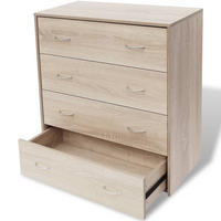 KOMMODE mit 4 Schubladen 60/30,5/71 cm aus Holzwerkstoff Eichenbraun - Eichefarben/Silberfarben, Holz (60/71/35.5cm) - vidaXL