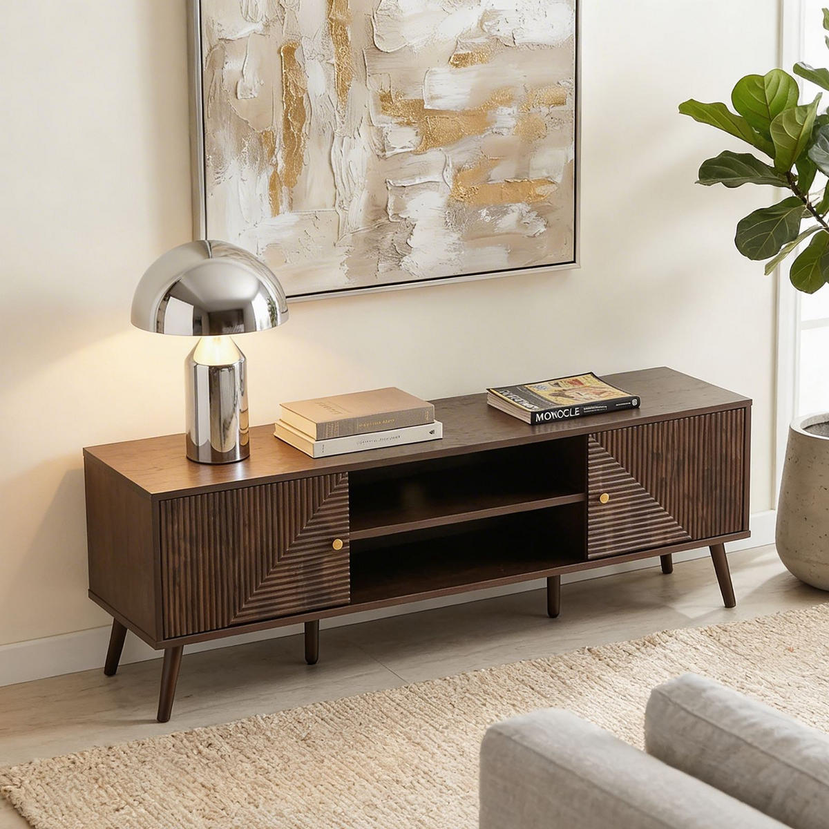 LOWBOARD LIVIA dunkelbraun - Dunkelbraun, Holzwerkstoff (140/45/40cm) - IDIMEX