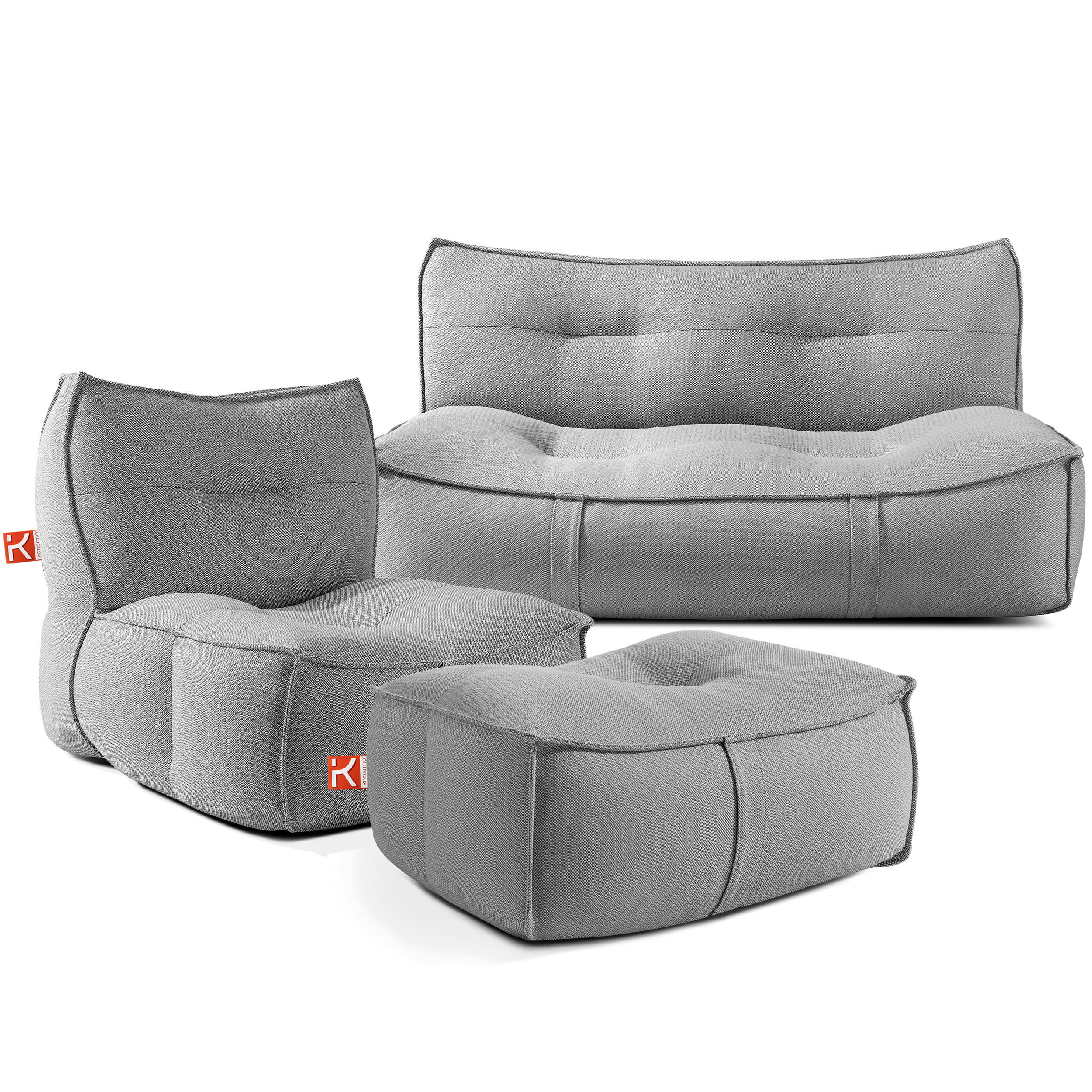 GARTENLOUNGE-SET LOVIA, Möbel-Set, Schwarz/Weiß - Schwarz, Textil - KONSIMO®