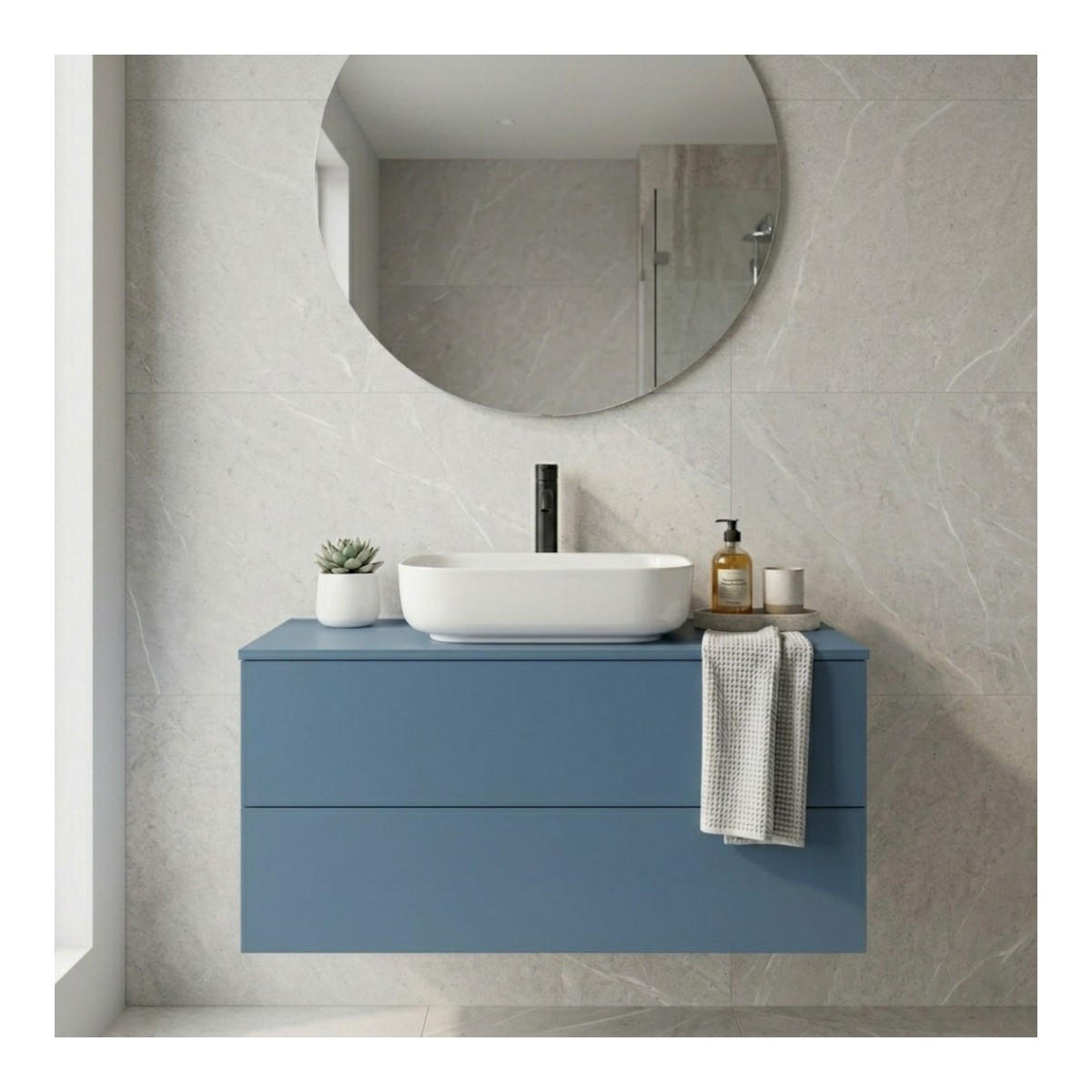 WASCHTISCHUNTERSCHRANK Color 2S 80 Meeresblau - Dunkelblau, Holzwerkstoff (80/50/45cm) - mzm24