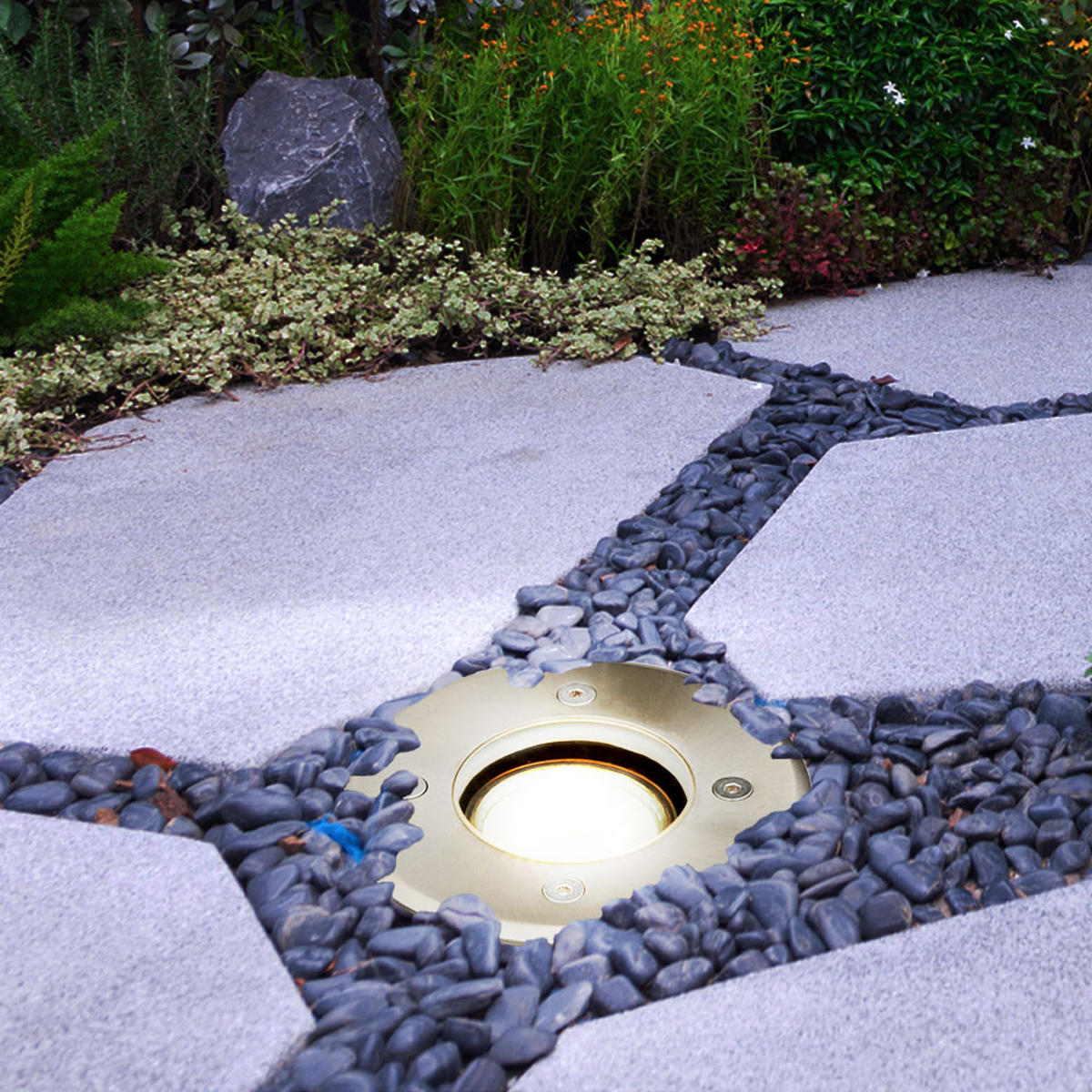 LED BODENEINBAUSPOT Edelstahl Silber - Silberfarben, Glas (11/11/12.3cm) - Globo Lighting