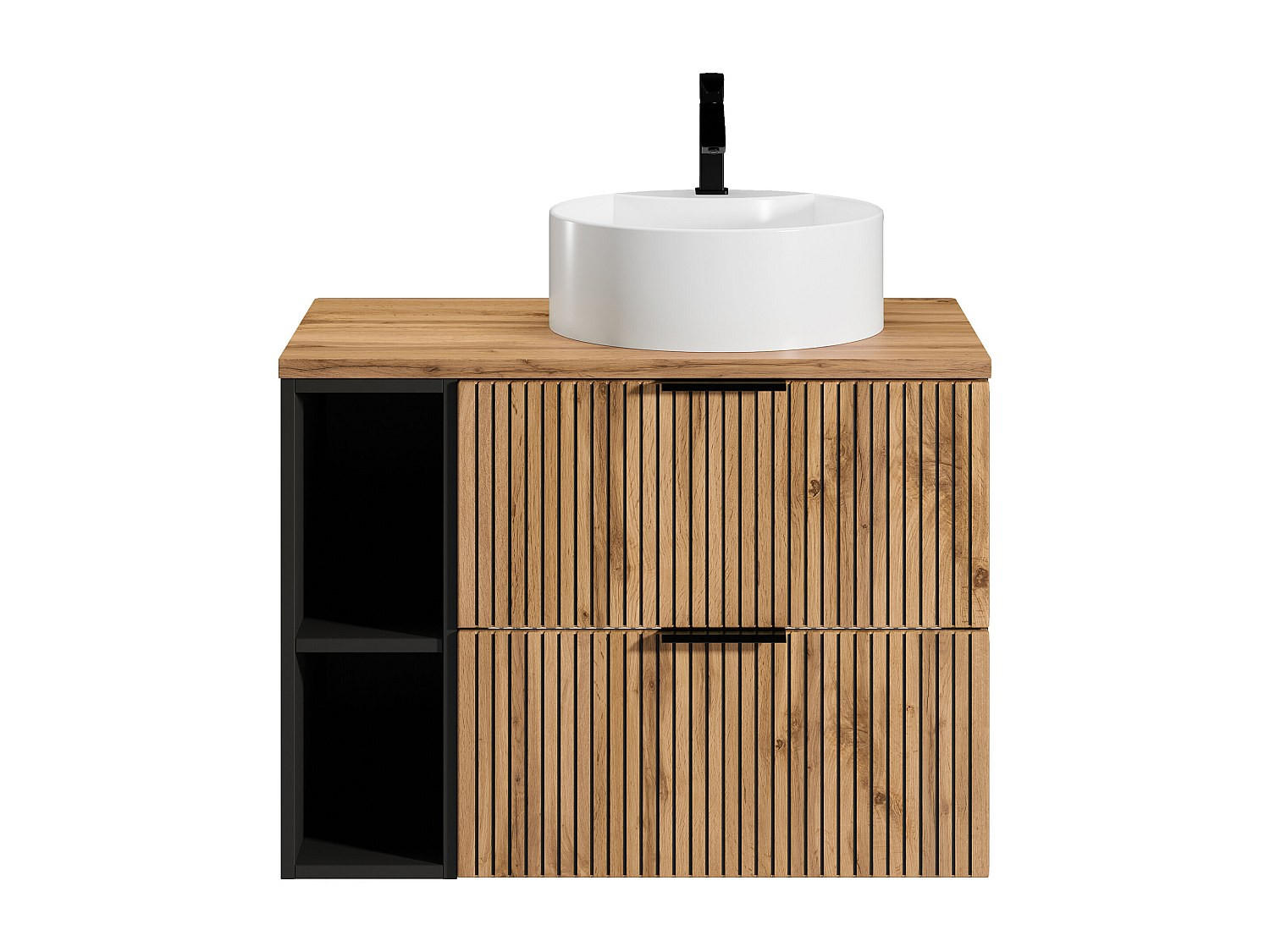 EINZELWASCHTISCH - 80 cm x 46 cm - Holz, Platte - Schwarz, Naturfarben Hell - MADELA - Schwarz/Naturfarben, Holz (80/57/46cm) - Vente-Unique