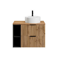 EINZELWASCHTISCH - 80 cm x 46 cm - Holz, Platte - Schwarz, Naturfarben Hell - MADELA - Schwarz/Naturfarben, Holz (80/57/46cm) - Vente-Unique