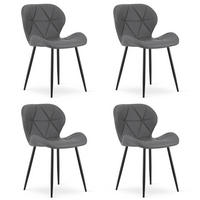 STUHL Grau 46x53 cm MANGO Öko-Leder 4 Stück - Grau, Kunststoff (46/49/53cm)