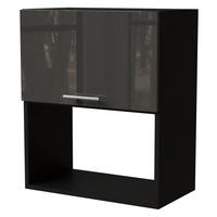 MIKROWELLENUMBAUSCHRANK Essen W2MK/60 Graphit Hochglanz / Schwarz Matt 60 / 32,5 / 72cm - Schwarz/Graphitfarben, Holz/Holzwerkstoff (60/32.5/72cm) - Feldmann-Wohnen