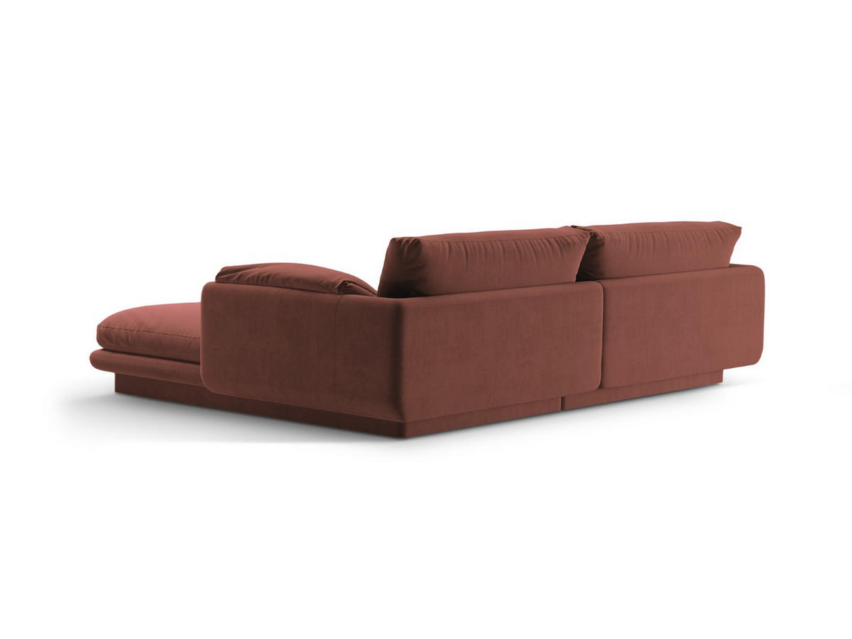 ECKSOFA links Torino aus Samt cuoio 3 Sitzplätze - Kastanienfarben, Textil (170/220cm) - Micadoni