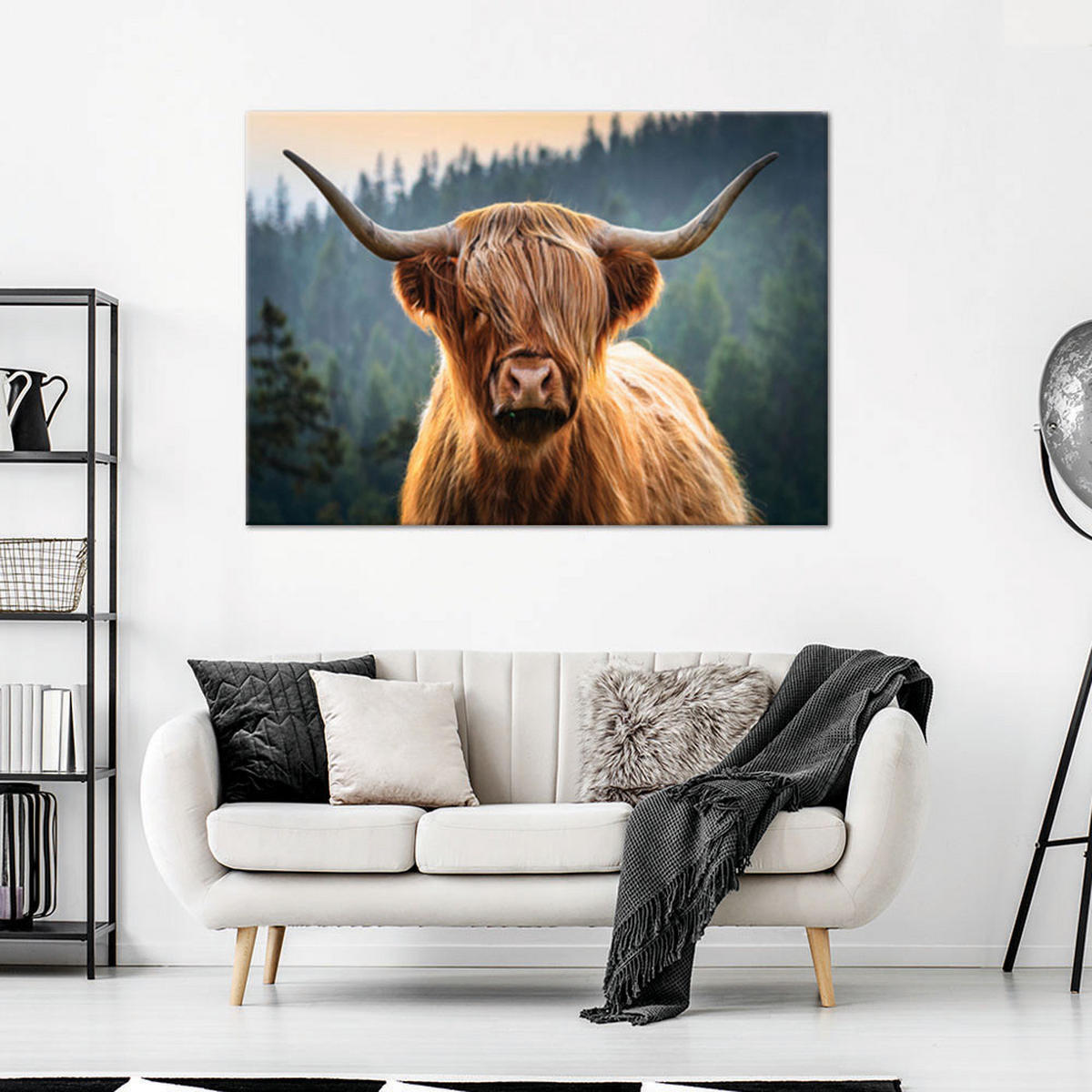 WANDBILD schottische kuhtiere - Braun, Textil (60/40cm) - Feeby