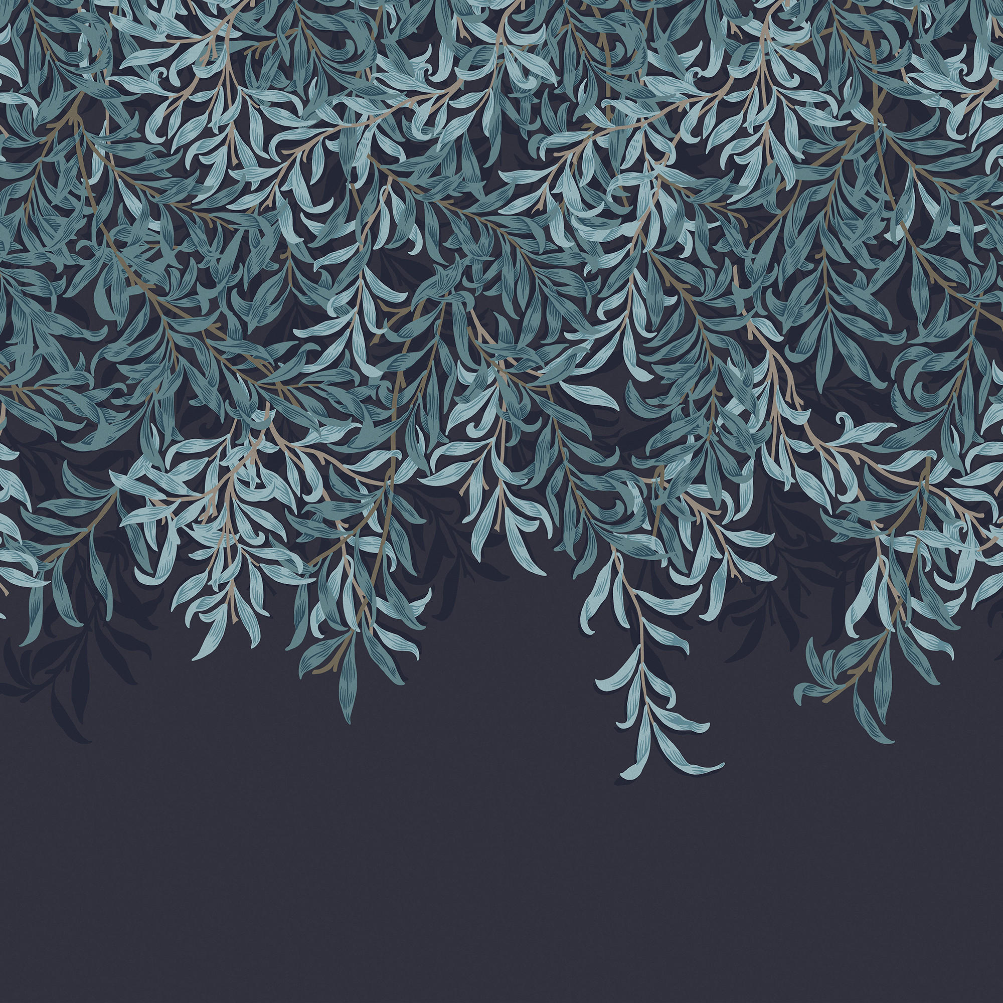 FOTOTAPETE - Willow Bough Navy - Blau, Papier/Kunststoff (250/400cm) - Graham & Brown
