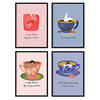 POSTER Set mit 4 Tee PackBettlaken 1 A3 Rahmenlos - Klar, Papier (29.7/3cm) - Nacnic